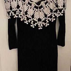 Eloquent Ladies Black Velvet Dress with Lace Detail - Size 4